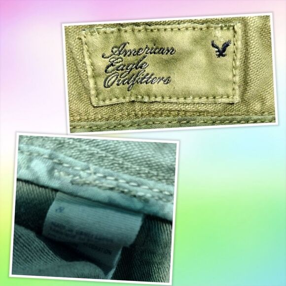 American Eagle size 8 Green High Waisted Frayed Khaki Shorts - Picture 5 of 6